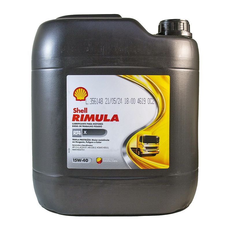 Óleo de Motor 15W-40 Mineral Shell Rimula RT4X API CI-4 - Balde de 20L