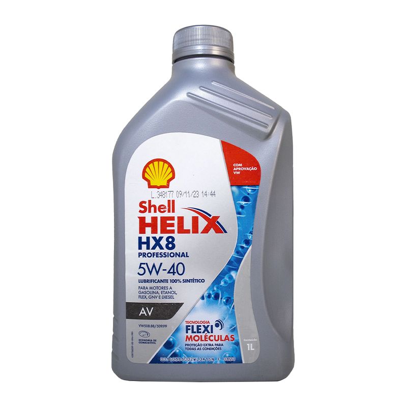 Óleo de Motor 5W-40 Sintético Shell Helix HX8 Professional AV API SN - Frasco de 1L