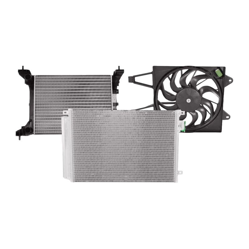 Kit com Eletroventilador + Condensador + Radiador do Fiat Fiorino, Grand Siena, Palio e outros - Denso BC023000-7220RC