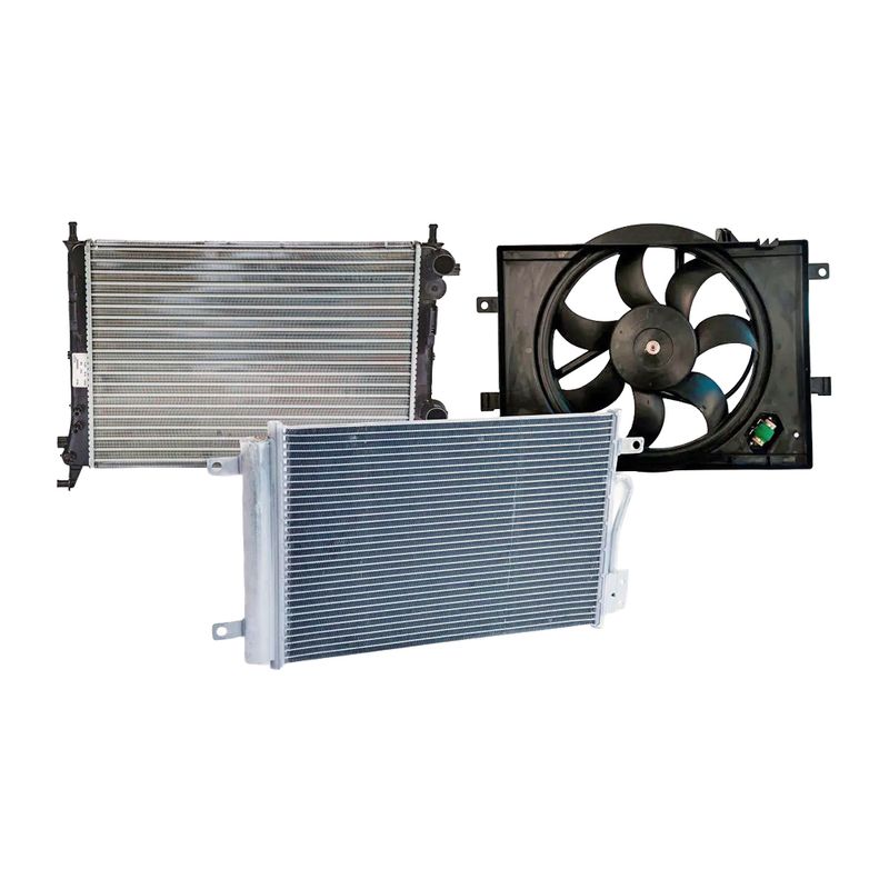 Kit com Eletroventilador + Condensador + Radiador do Fiat Palio, Palio Weekend, Siena e outros - Denso BC023000-8650RC