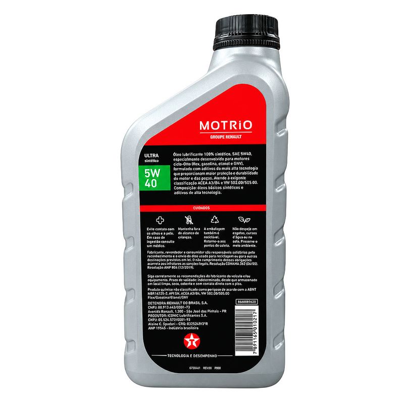 Óleo de Motor 5W-40 Sintético Motrio Ultra ACEA A3/B4 - Frasco de 1L