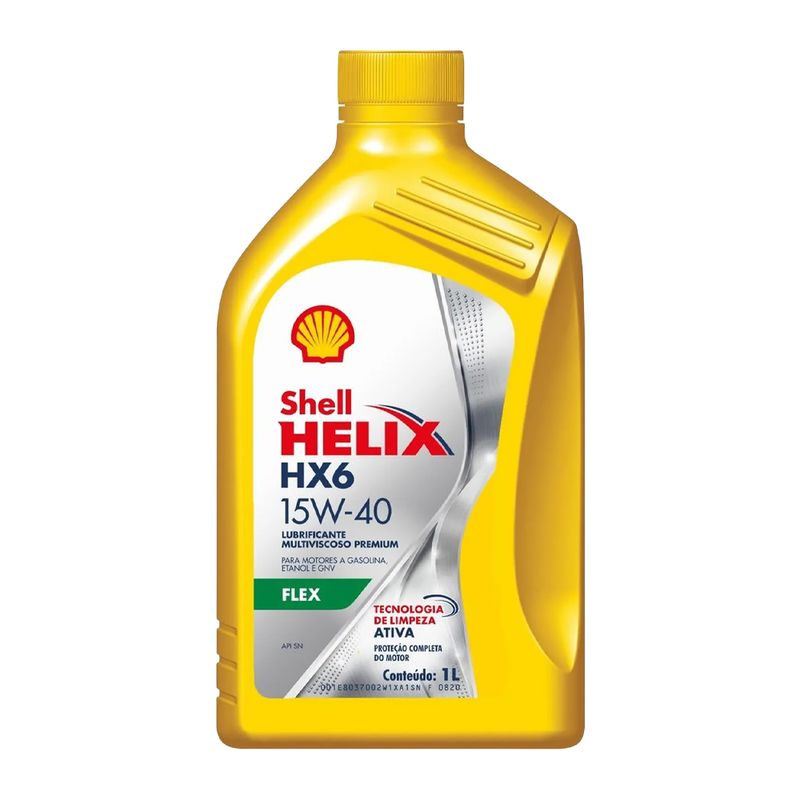 Óleo de Motor 15W-40 Semissintético Shell Helix HX6 FLEX SL API SL - Frasco de 1L