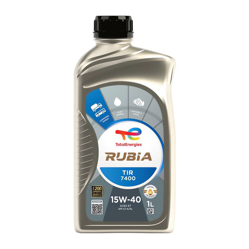 Óleo de Motor 15W-40 Mineral TotalEnergies Rubia TIR 7400 API CI-4 - Balde de 20L