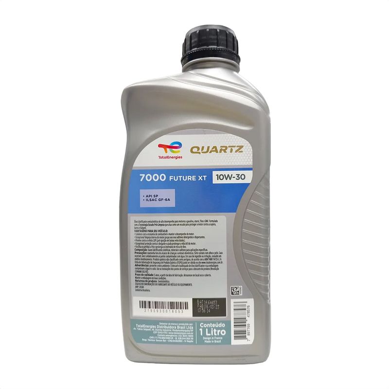 Óleo de Motor 10W-30 Semissintético TotalEnergies Quartz 7000 Future XT API SP - Frasco de 1L